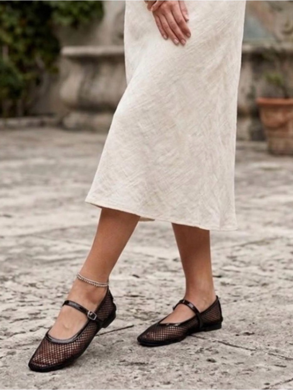 a new day Black Mesh Mary Jane Flats with Buckle Strap